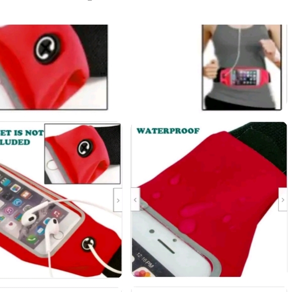 Red Outdoor Running Waist Belt Sports Waist Band Bags For Mobile Phone - Picture 2 of 8